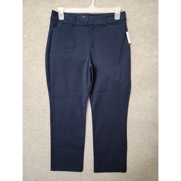 Old Navy High Rise Pixie Straight Ankle Pants Womens 12 Navy Blue Stretch NEW - Picture 4 of 11